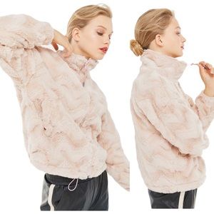 UO Eva Cozy Pink Faux Fur Jacket